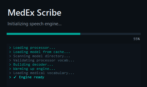 MedScribe initialization screen